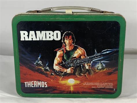 rambo metal lunch box with thermos|stainless steel thermos lunch box.